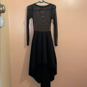 Black Mesh/Net High Low Dress